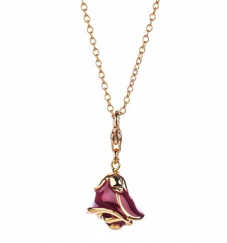 14Kt Gold Plated Beauty And The Beast Rose Charm And Necklace from Disney Couture 14Kt Gold Plated Beauty And The Beast Rose Charm And Necklace from Disney Couture