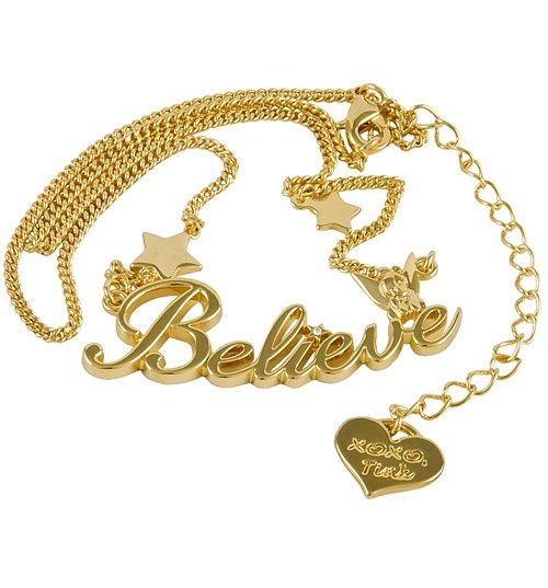 Gold Plated Believe Tinker Bell Necklace from Disney Couture Gold Plated Believe Tinker Bell Necklace from Disney Couture