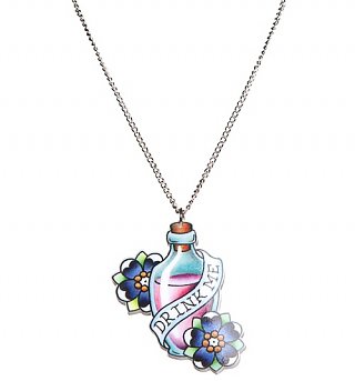 Drink Me Wonderland Tattoo Necklace from Punky Pins Drink Me Wonderland Tattoo Necklace from Punky Pins