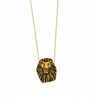 Gold Plated And Black Enamel Mufasa Lion King Necklace from Disney Couture Gold Plated And Black Enamel Mufasa Lion King Necklace from Disney Couture