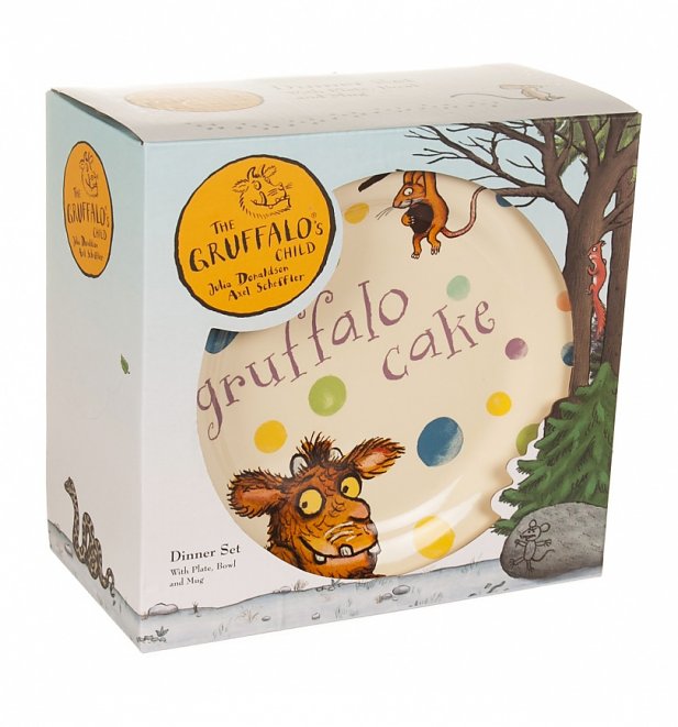 Gruffalo's Child 3Piece Spotty Ceramic Set With Plate, Bowl and Mug