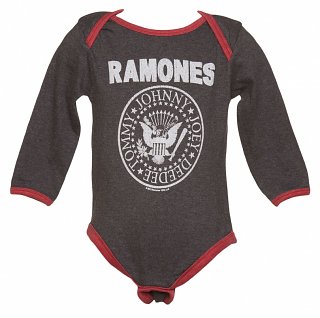 Kids Charcoal And Red Ramones Logo Babygrow from Amplified Kids Kids Charcoal And Red Ramones Logo Babygrow from Amplified Kids