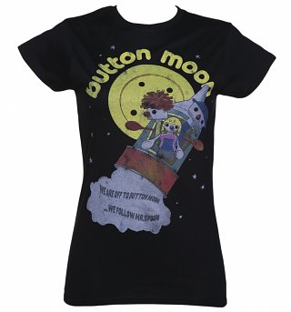 Women's Black We're Off To Button Moon T-Shirt Women's Black We're Off To Button Moon T-Shirt