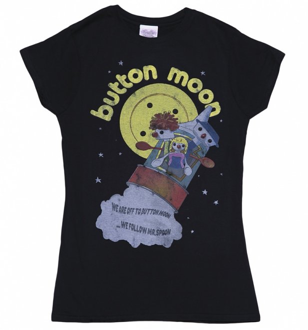 Women's Black We're Off To Button Moon T-Shirt Women's Black We're Off To Button Moon T-Shirt