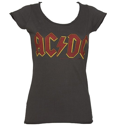 Women's Charcoal AC/DC Logo T-Shirt from Amplified Women's Charcoal AC/DC Logo T-Shirt from Amplified