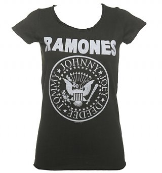 Women's Charcoal Classic Ramones Logo T-Shirt from Amplified Women's Charcoal Classic Ramones Logo T-Shirt from Amplified