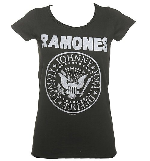 Women's Charcoal Classic Ramones Logo T-Shirt from Amplified Women's Charcoal Classic Ramones Logo T-Shirt from Amplified