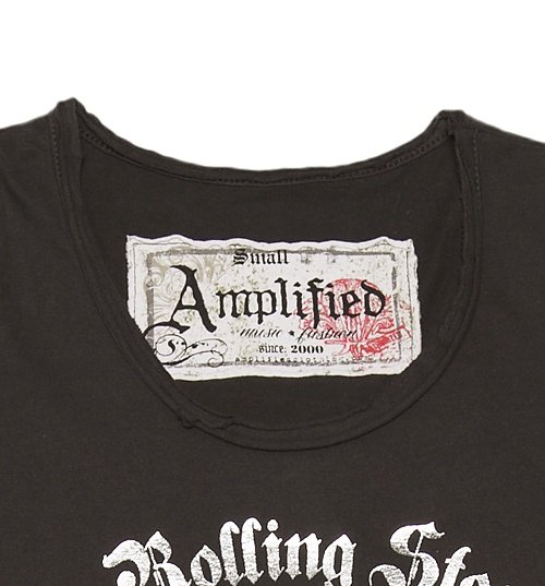 Women's Charcoal Rolling Stones Black And Silver Diamante Tongue T-Shirt from Amplified Women's Charcoal Rolling Stones Black And Silver Diamante Tongue T-Shirt from Amplified
