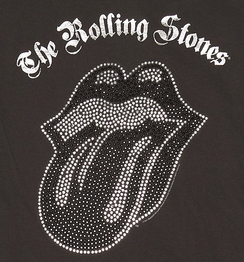 Women's Charcoal Rolling Stones Black And Silver Diamante Tongue T-Shirt from Amplified Women's Charcoal Rolling Stones Black And Silver Diamante Tongue T-Shirt from Amplified