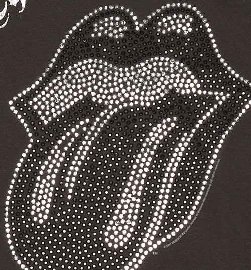 Women's Charcoal Rolling Stones Black And Silver Diamante Tongue T-Shirt from Amplified Women's Charcoal Rolling Stones Black And Silver Diamante Tongue T-Shirt from Amplified