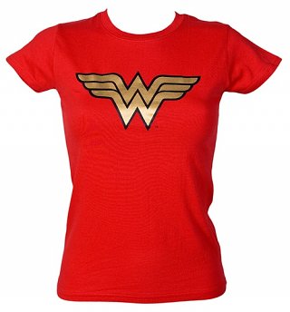 Women's Wonder Woman Gold Foil Logo T-Shirt from Urban Species Women's Wonder Woman Gold Foil Logo T-Shirt from Urban Species