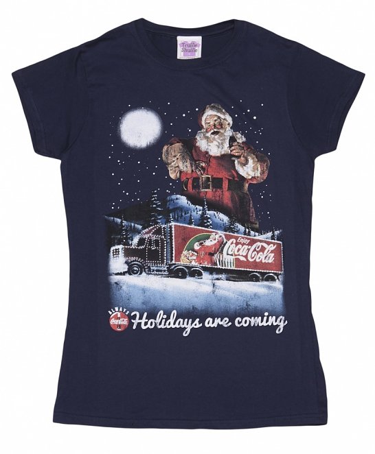 Women's Coca-Cola Holidays Are Coming Christmas T-Shirt Women's Coca-Cola Holidays Are Coming Christmas T-Shirt