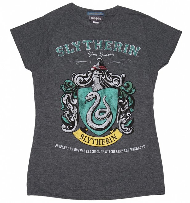 Women's Dark Heather Harry Potter Slytherin Team Quidditch T-Shirt Women's Dark Heather Harry Potter Slytherin Team Quidditch T-Shirt