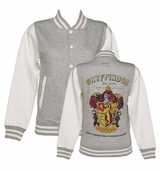 Women's Grey Harry Potter Gryffindor Team Quidditch Varsity Jacket Women's Grey Harry Potter Gryffindor Team Quidditch Varsity Jacket
