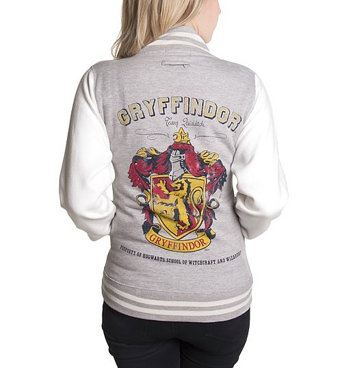 Women's Grey Harry Potter Gryffindor Team Quidditch Varsity Jacket Women's Grey Harry Potter Gryffindor Team Quidditch Varsity Jacket