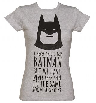Women's Grey Marl DC Comics Batman Slogan T-Shirt Women's Grey Marl DC Comics Batman Slogan T-Shirt