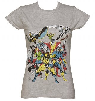 Women's Grey Marl X-Men Ready For Battle Marvel T-Shirt Women's Grey Marl X-Men Ready For Battle Marvel T-Shirt