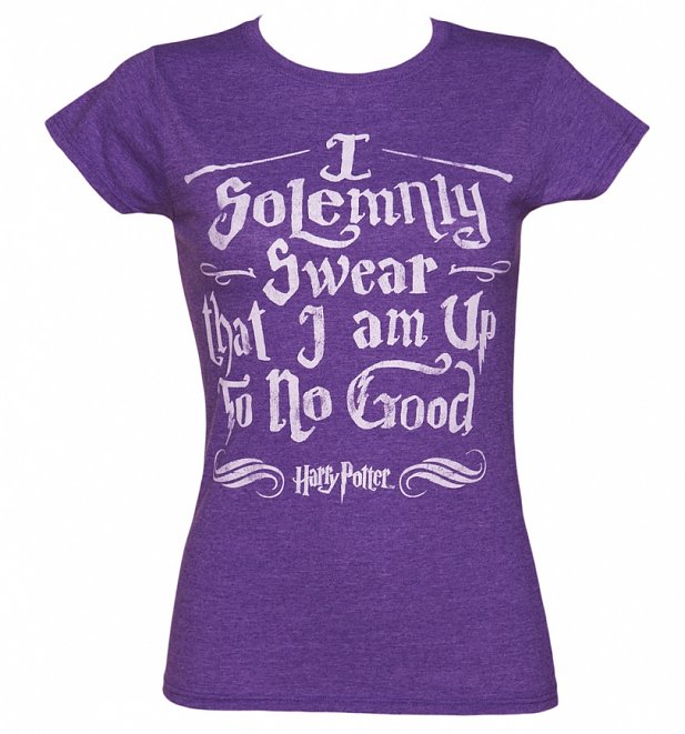 Women's Purple Harry Potter I Solemnly Swear Mischief Managed T-Shirt Women's Purple Harry Potter I Solemnly Swear Mischief Managed T-Shirt