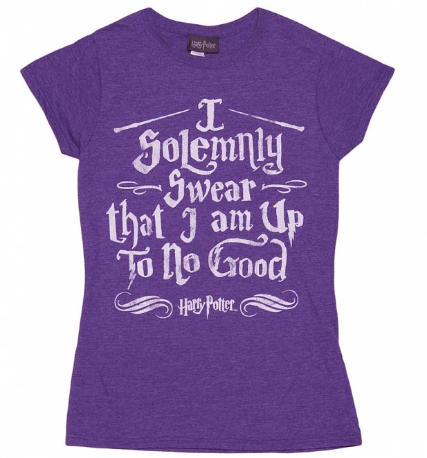 Women's Purple Harry Potter I Solemnly Swear Mischief Managed T-Shirt Women's Purple Harry Potter I Solemnly Swear Mischief Managed T-Shirt