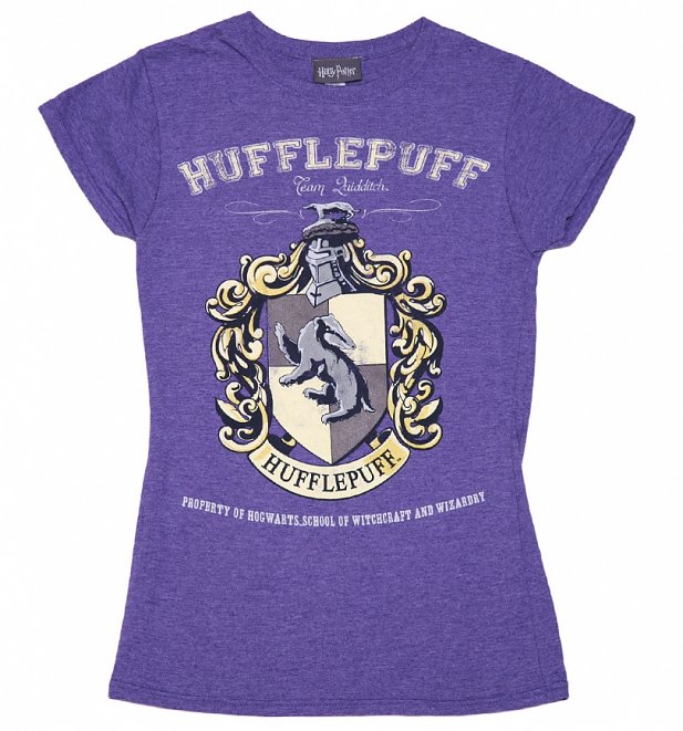 Women's Heather Purple Harry Potter Hufflepuff Team Quidditch T-Shirt Women's Heather Purple Harry Potter Hufflepuff Team Quidditch T-Shirt