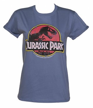 Women's Jurassic Park Logo Rolled Sleeve Boyfriend T-Shirt Women's Jurassic Park Logo Rolled Sleeve Boyfriend T-Shirt