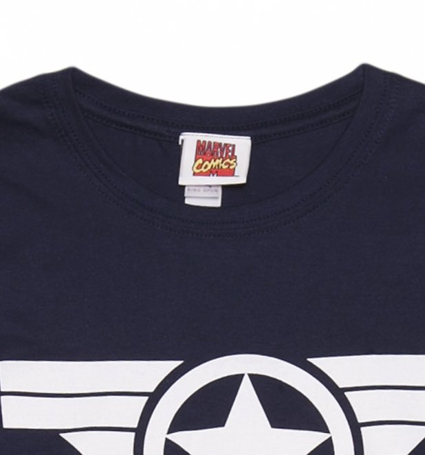 Women's Navy Steve Rogers Super Soldier Captain America Uniform Marvel T-Shirt Women's Navy Steve Rogers Super Soldier Captain America Uniform Marvel T-Shirt