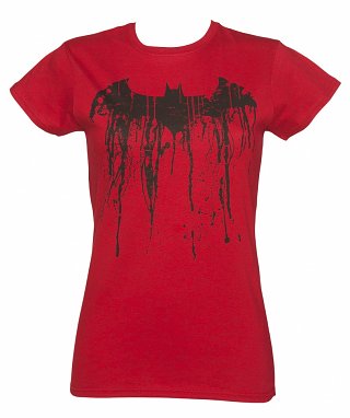Women's Red Batman Graffiti Logo T-Shirt Women's Red Batman Graffiti Logo T-Shirt