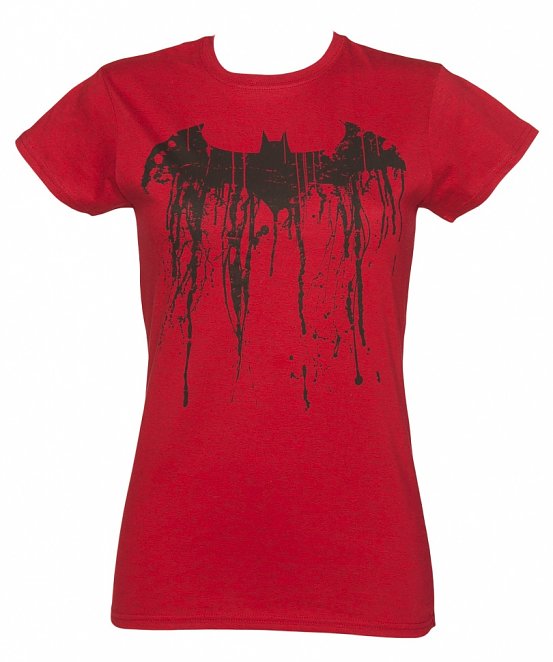 Women's Red Batman Graffiti Logo T-Shirt Women's Red Batman Graffiti Logo T-Shirt