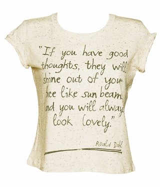 Women's Roald Dahl Good Thoughts Speckled Rolled Sleeve Cropped T-Shirt Women's Roald Dahl Good Thoughts Speckled Rolled Sleeve Cropped T-Shirt