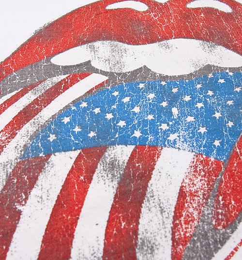 Women's Rolling Stones USA Tongue Baseball T-Shirt from Amplified Vintage Women's Rolling Stones USA Tongue Baseball T-Shirt from Amplified Vintage