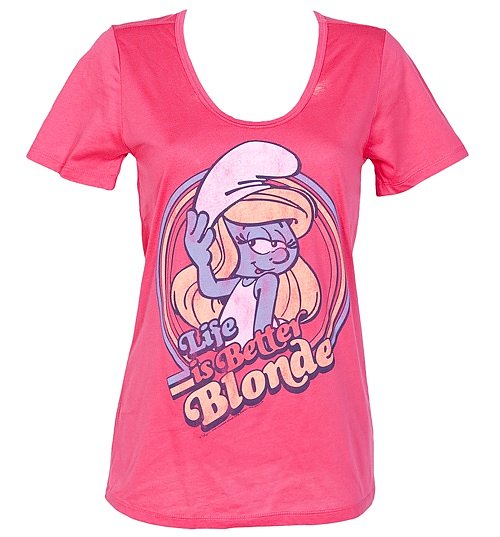 Womens Smurfette Life Is Better Blonde T Shirt From Junk Food 