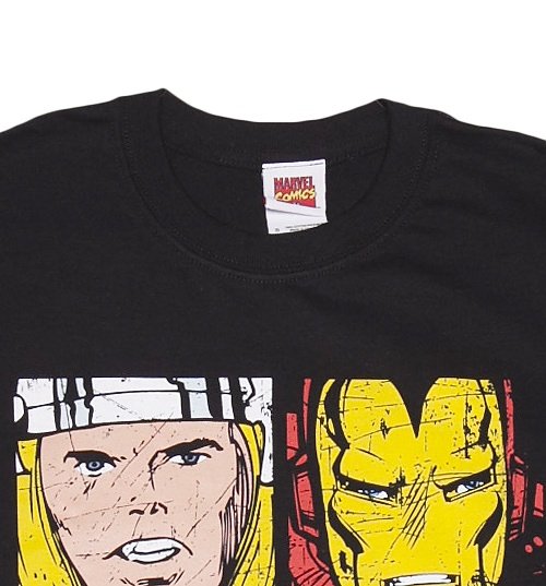 Men's Black Distressed Marvel Avengers Characters T-Shirt Men's Black Distressed Marvel Avengers Characters T-Shirt