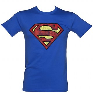 Men's Blue Distressed Superman Logo T-Shirt Men's Blue Distressed Superman Logo T-Shirt