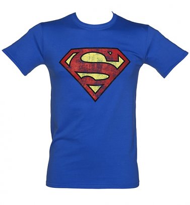 Men's Blue Distressed Superman Logo T-Shirt Men's Blue Distressed Superman Logo T-Shirt