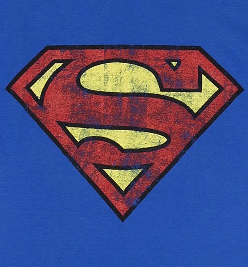 Men's Blue Distressed Superman Logo T-Shirt