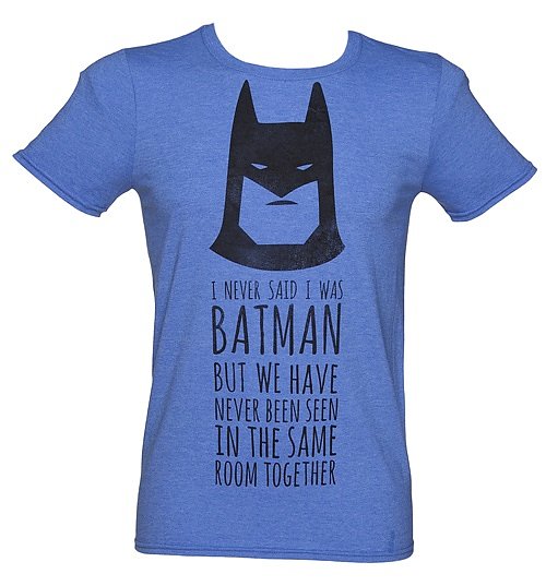Men's Blue Marl DC Comics Batman Slogan T-Shirt Men's Blue Marl DC Comics Batman Slogan T-Shirt