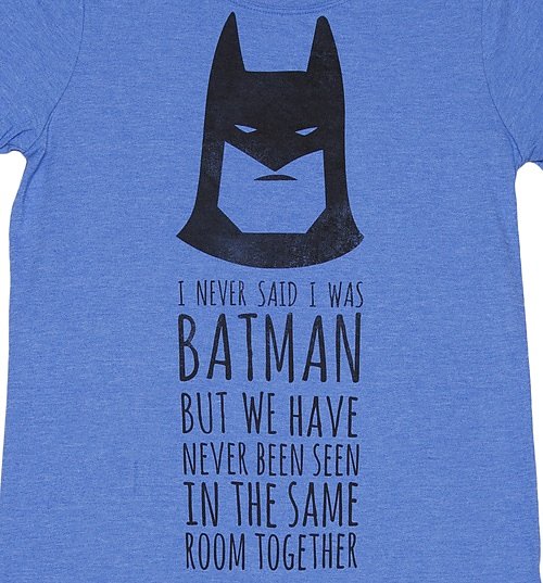 Men's Blue Marl DC Comics Batman Slogan T-Shirt Men's Blue Marl DC Comics Batman Slogan T-Shirt