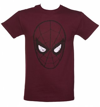 Men's Burgundy Amazing Spider-Man Mask T-Shirt Men's Burgundy Amazing Spider-Man Mask T-Shirt