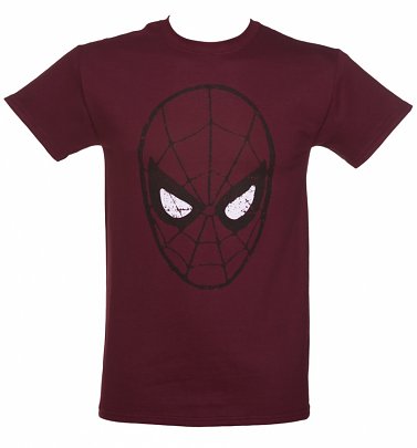 Men's Burgundy Amazing Spider-Man Mask T-Shirt Men's Burgundy Amazing Spider-Man Mask T-Shirt