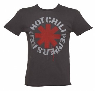 Men's Charcoal Dripping Red Hot Chili Peppers T-Shirt from Amplified Men's Charcoal Dripping Red Hot Chili Peppers T-Shirt from Amplified