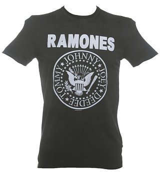 Men's Classic Charcoal Ramones Logo T-Shirt from Amplified Men's Classic Charcoal Ramones Logo T-Shirt from Amplified