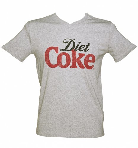 Men's Grey Marl Diet Coke Logo V-Neck T-Shirt Men's Grey Marl Diet Coke Logo V-Neck T-Shirt