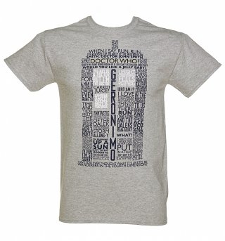 Men's Grey Marl Doctor Who TARDIS Quotes T-Shirt Men's Grey Marl Doctor Who TARDIS Quotes T-Shirt