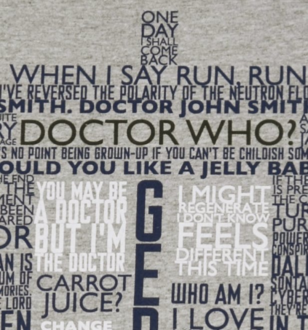 Men's Grey Marl Doctor Who TARDIS Quotes T-Shirt Men's Grey Marl Doctor Who TARDIS Quotes T-Shirt