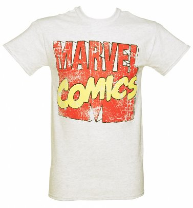 Men's Grey Marl Marvel Comics Logo T-Shirt Men's Grey Marl Marvel Comics Logo T-Shirt