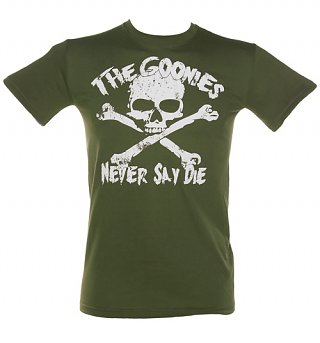 Men's Khaki Goonies Never Say Die T-Shirt Men's Khaki Goonies Never Say Die T-Shirt