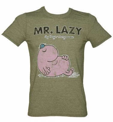 Men's Khaki Mr Lazy Mr Men T-Shirt Men's Khaki Mr Lazy Mr Men T-Shirt