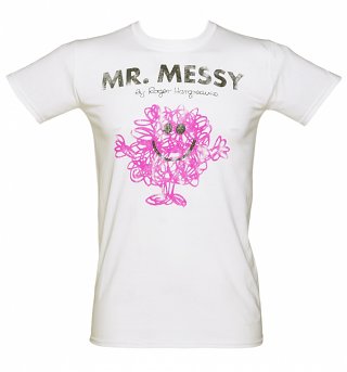 Men's White Mr Messy Mr Men T-Shirt Men's White Mr Messy Mr Men T-Shirt