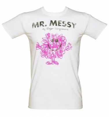Men's White Mr Messy Mr Men T-Shirt Men's White Mr Messy Mr Men T-Shirt