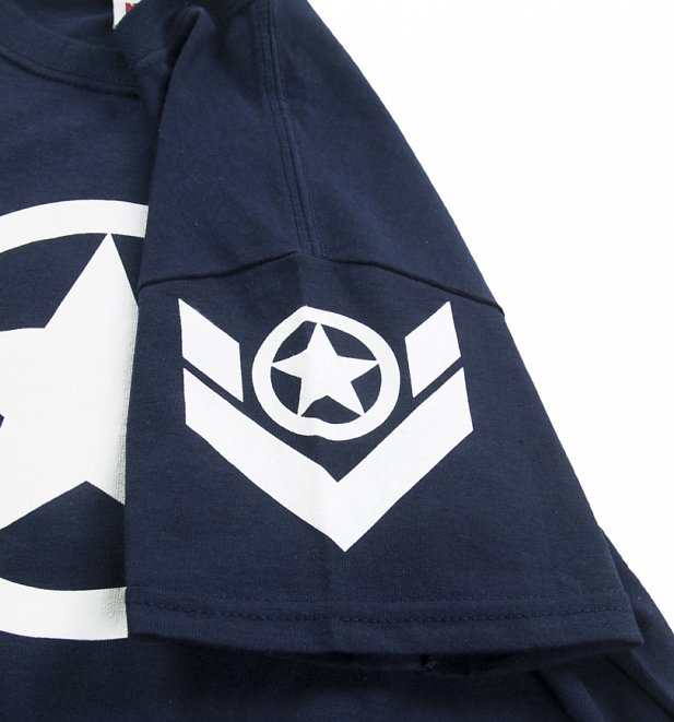 Men's Navy Steve Rogers Super Soldier Captain America Uniform Marvel T Shirt Men's Navy Steve Rogers Super Soldier Captain America Uniform Marvel T Shirt